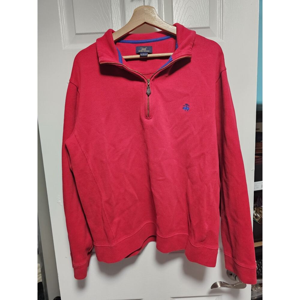 Brooks Brothers Red 1/4 Zip Cotton Long Sleeve Mock Neck Pullover Men’s Large
